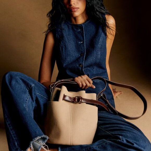 Sézane X Holiday Adéle Bag, Toffee and Chocolate - Picture 4 of 12